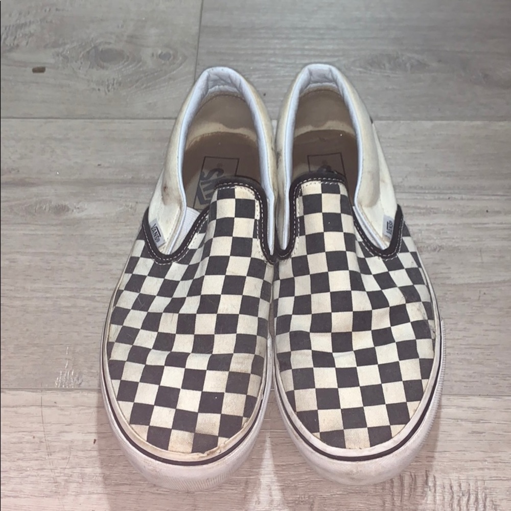 black & white checkered slip on  vans